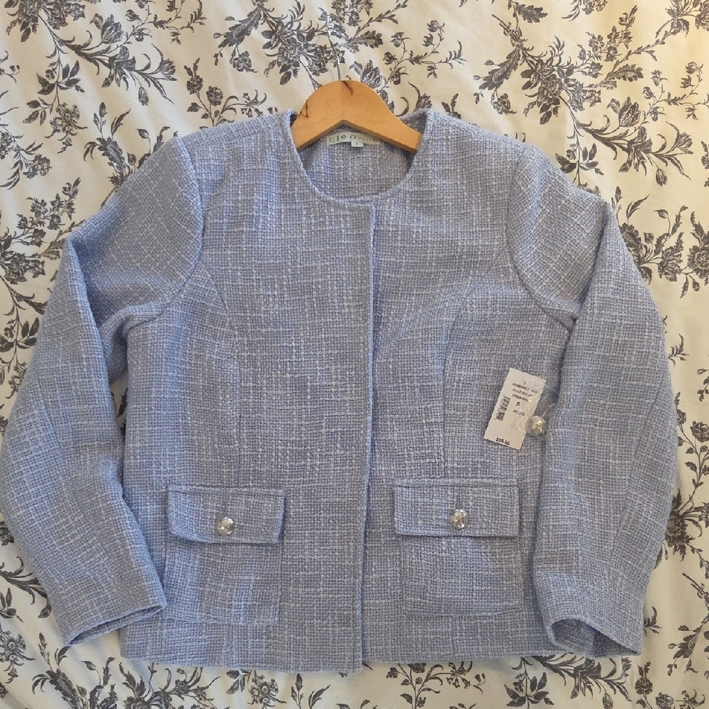 Cleo Blue Tailored Blazer Textured Fabric